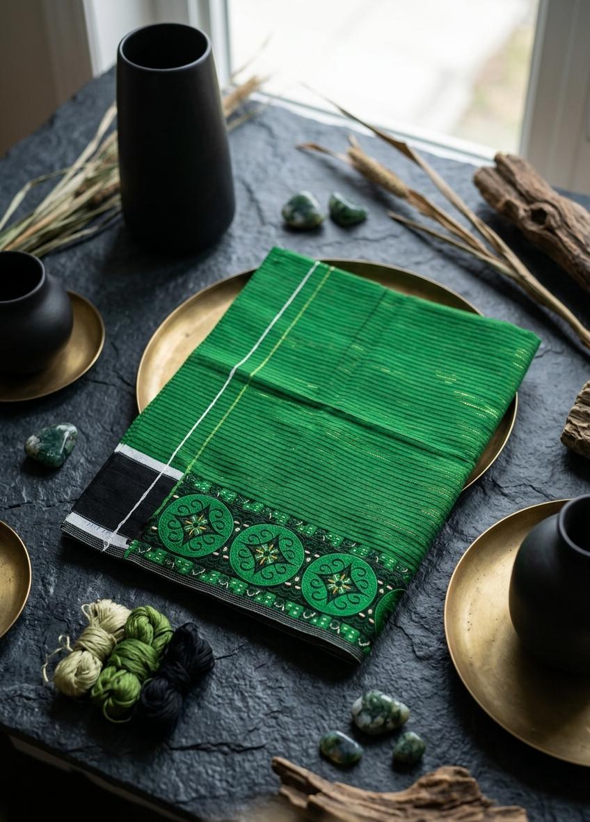 Mayek Naibi Phanek – Elegant Green Traditional Weave