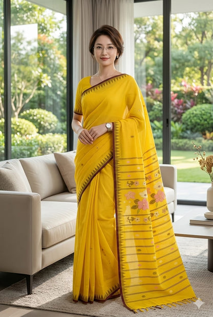 BEDA Heritage Golden Blossom Saree