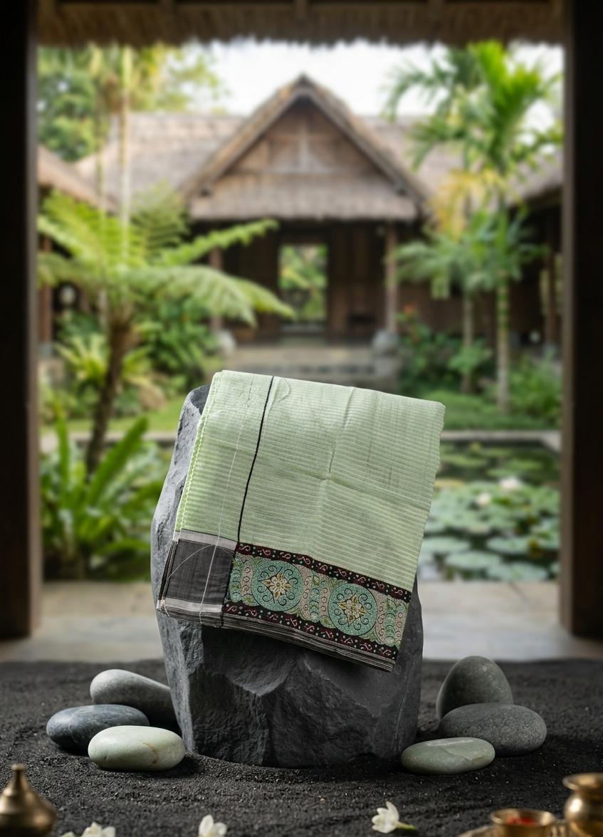 Mayek Naibi Phanek – Mint Green Heritage Weave