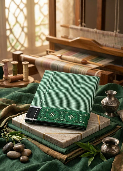 Mayek Naibi Phanek – Emerald Green Heritage Weave