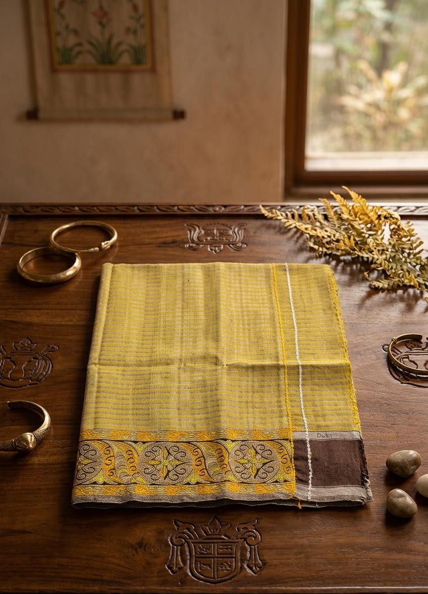 Mayek Naibi Phanek – Golden Mustard Traditional Weave