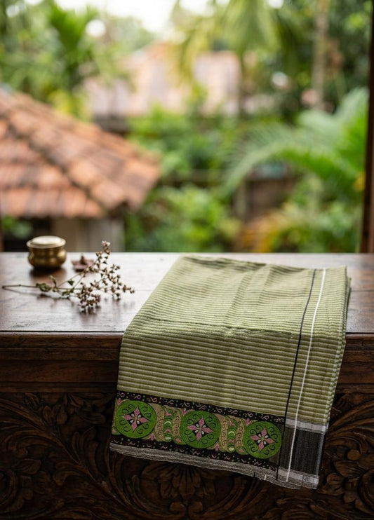 Mayek Naibi Phanek – Sage Green Traditional Weave