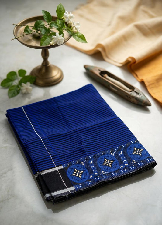 Mayek Naibi Phanek – Royal Blue Traditional Weave