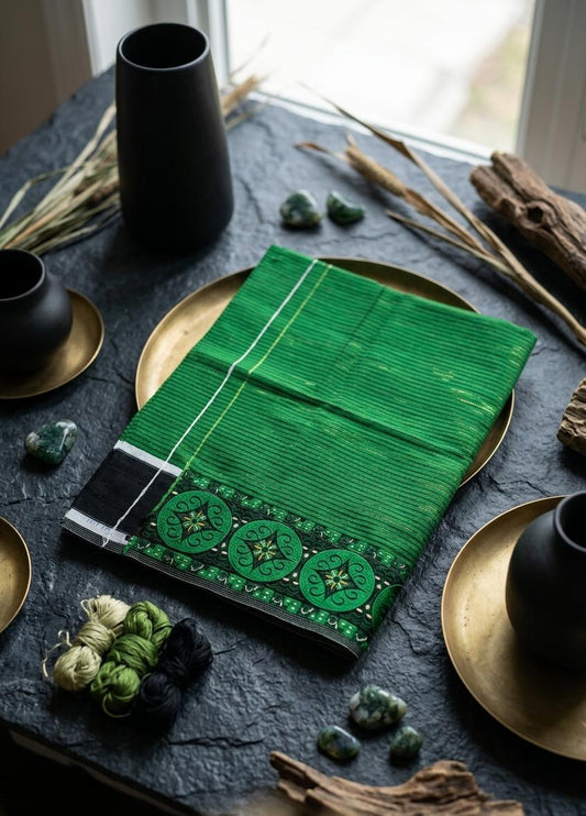 Mayek Naibi Phanek – Elegant Green Traditional Weave