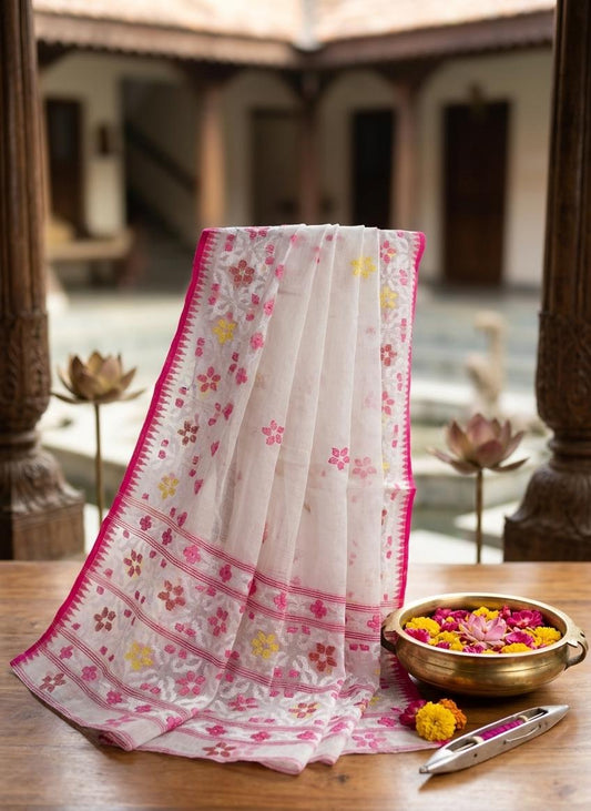 Pink Lotus Bloom Wangkhei Phi – Handwoven Grace in Every Thread