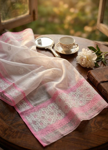 Wangkhei Phi – Soft Blush Pink Floral Heritage Weave