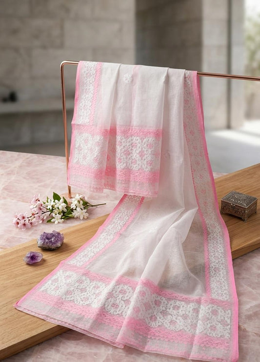 Wangkhei Phi – Soft Blush Pink Floral Heritage Weave