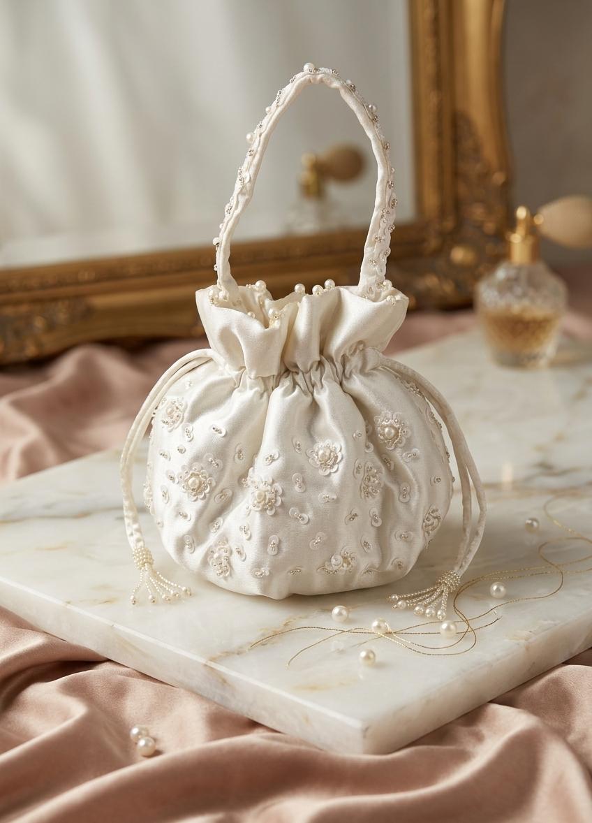 Ivory Pearl Bridal Potli Bag