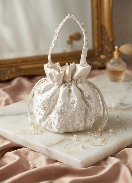 Ivory Pearl Bridal Potli Bag